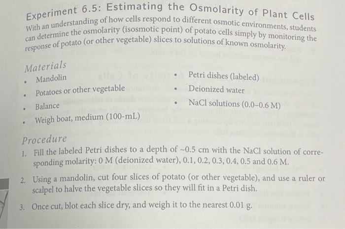 Estimating The Osmolarity Of Plant Cells