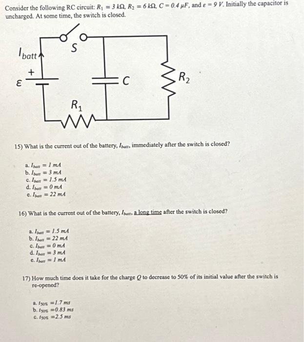 Solved Consider The Following Rc Circuit Answer The Chegg Com