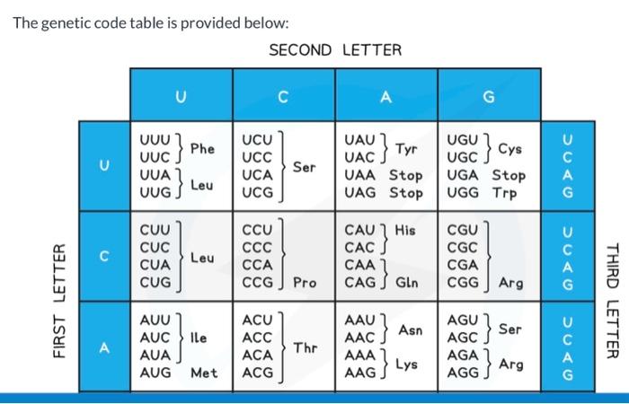 A The Genetic Code Table Adopted And Slightly Modified From Ref 15