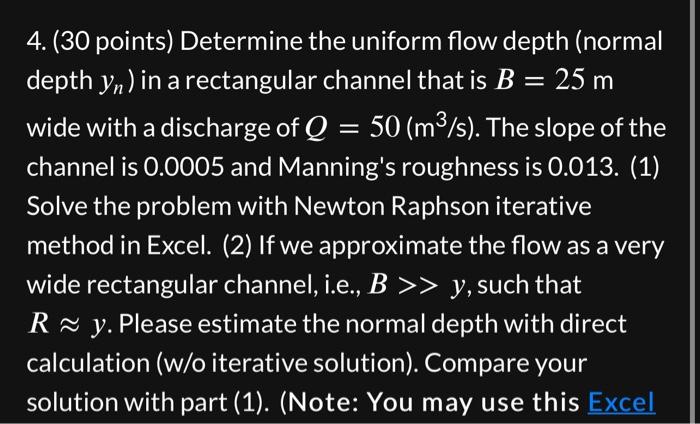Solved Determine The Uniform Flow Depth In A Rectangular Chegg Com