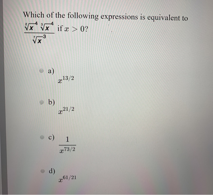 Solved Which Of The Following Expressions Are Equivalent To Chegg Com
