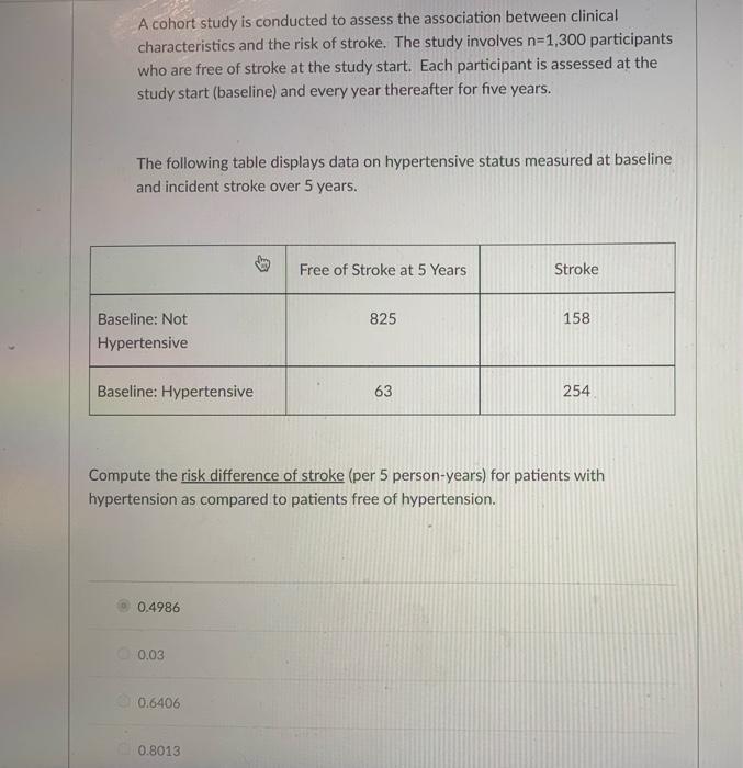 Solved 1 The Following Table Is A Cohort Study Regarding Chegg Com
