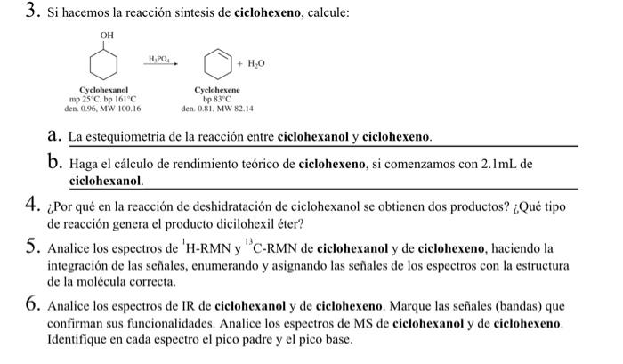 Solved An Experiment Was Conducted Synthesis Of Cyclohexene Chegg Com