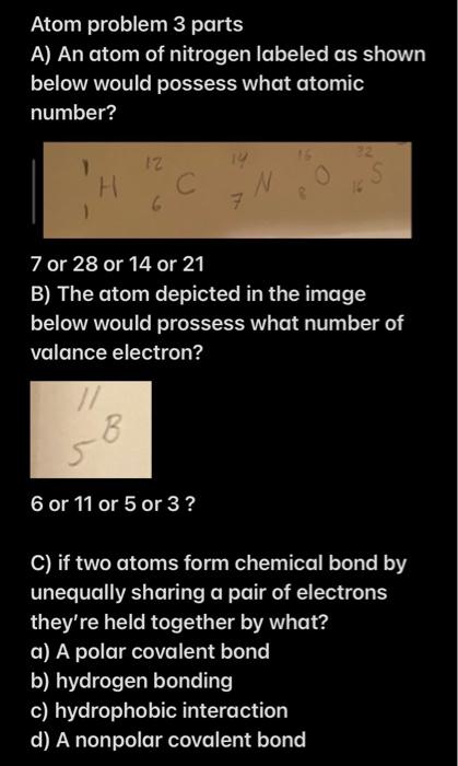 Solved Molecules Containing A Single Atom Of Nitrogen Chegg Com