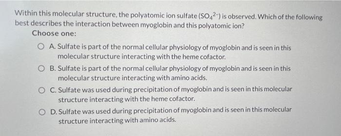 Solved4 8 Pts Human Myoglobin Is A Protein With A Molar Extinction