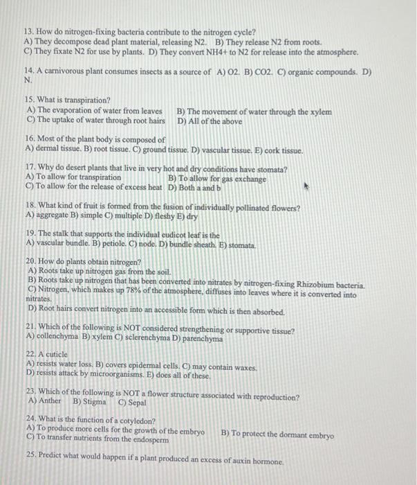 Solved 1 How Does The Presence Of Vascular Tissue Xylem Chegg Com