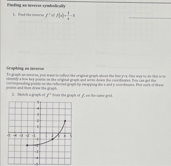 Solved Inverse Functions Handout 1 Inverse Functions You Chegg Com
