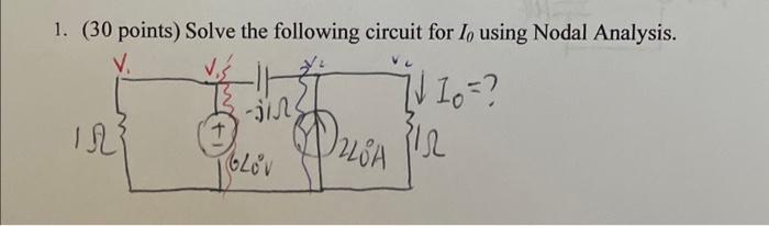 Solved 1 15 Pts Find I0 In The Circuit Below Using Nodal Chegg Com
