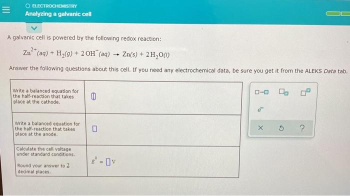 Solved O Electrochemistry Iii Analyzing A Galvanic Cell A Chegg Com