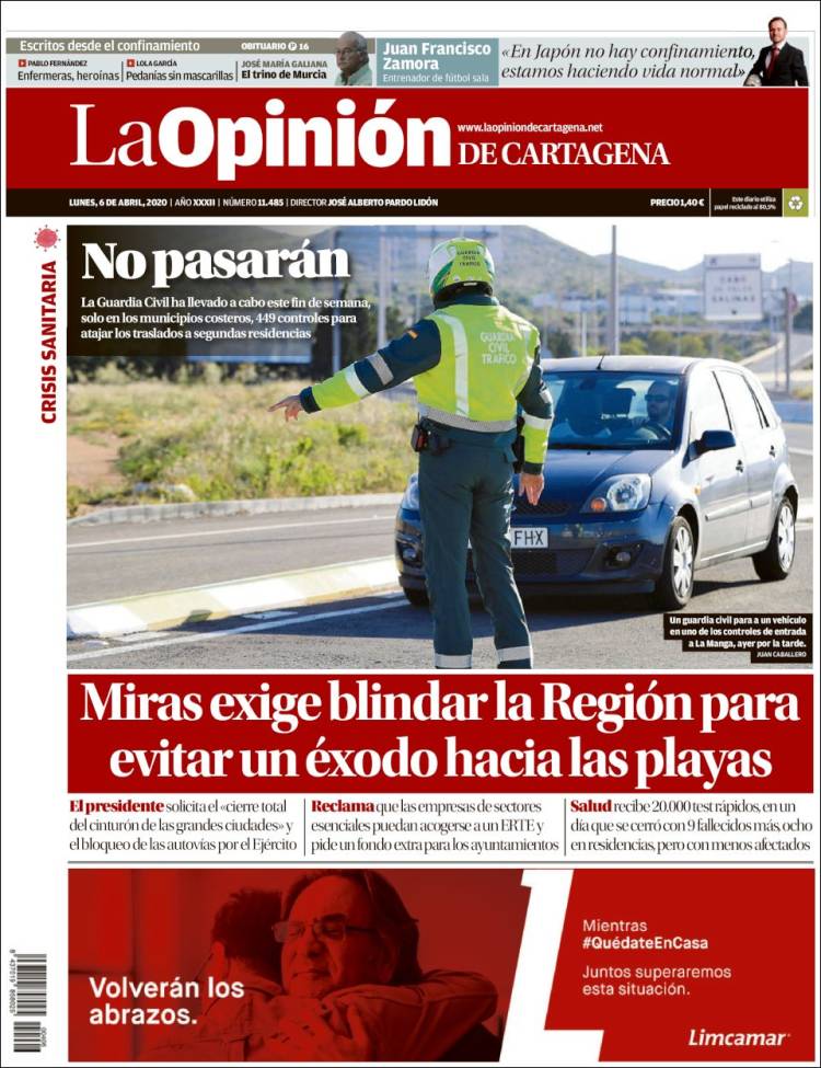Portada Del Diario La Opinion De Cartagena Del Dia 6 10 2022 News Europa