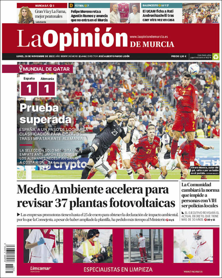 Portada Del Diario La Opinion De Murcia Del Dia 11 01 2023 News Europa