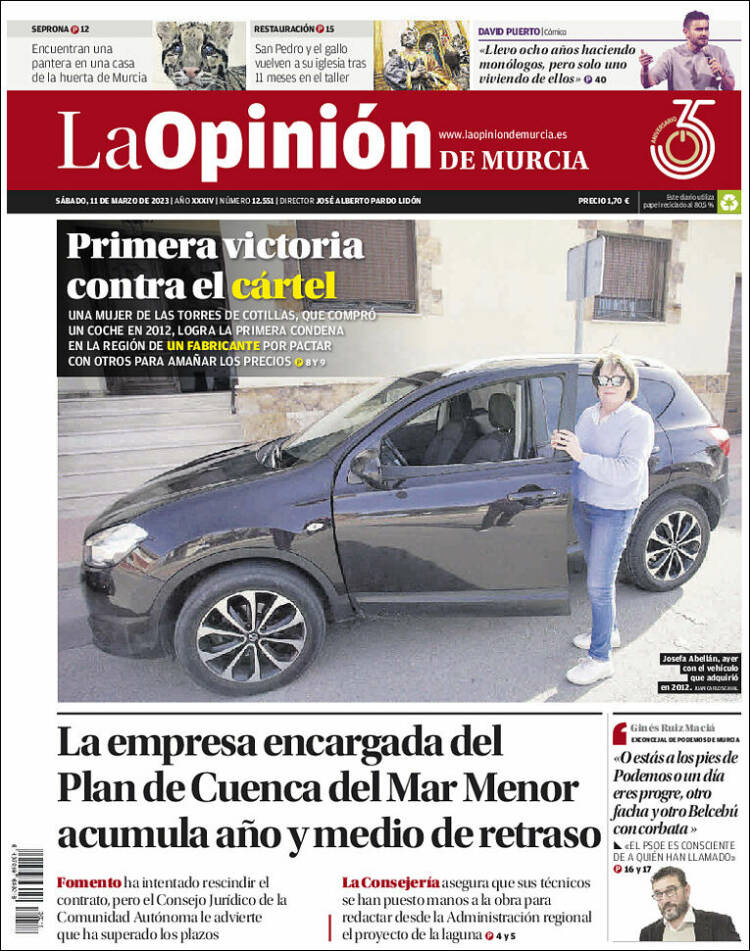 Portada Del Diario La Opinion De Murcia Del Dia 30 03 2023 News Europa
