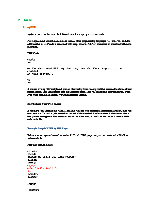Curso Php Pdf Php Html