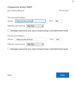 Konfiguracja Poczty Onet