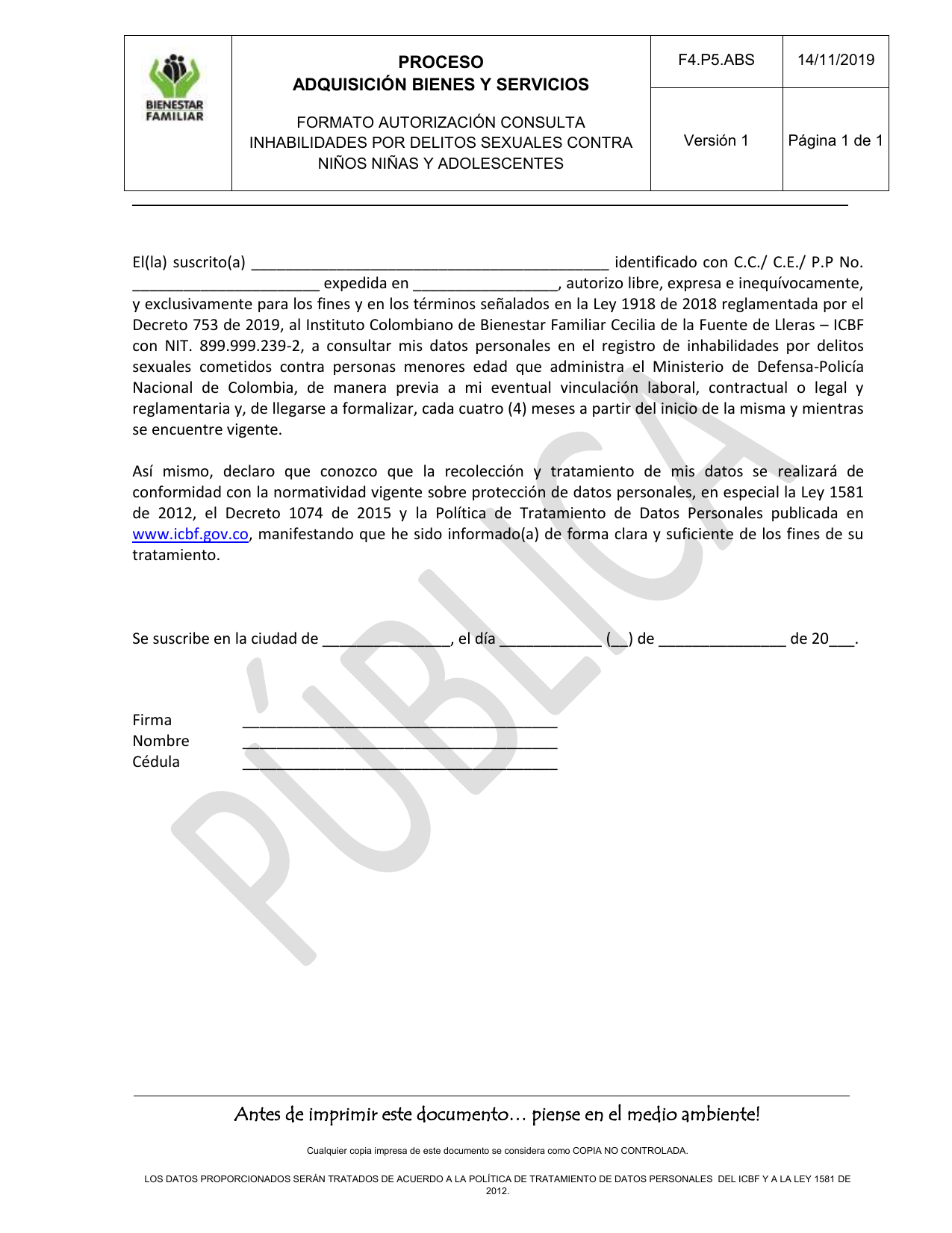 Formato De Autorizacion De Inhabilidades