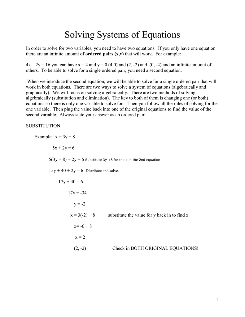 Solving Systems Math Plus Plus