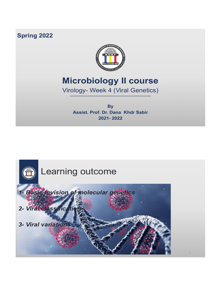 Viral Genetics Microbiology Course Material