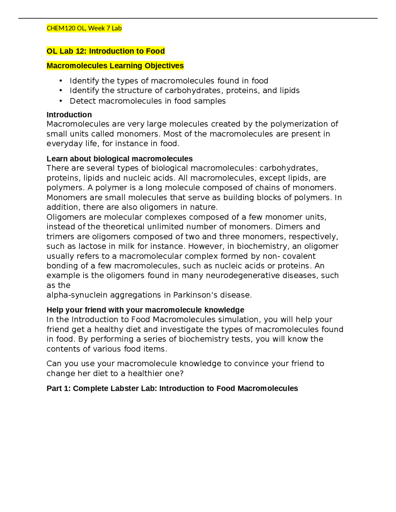 Macromolecules Study Guide Docsity