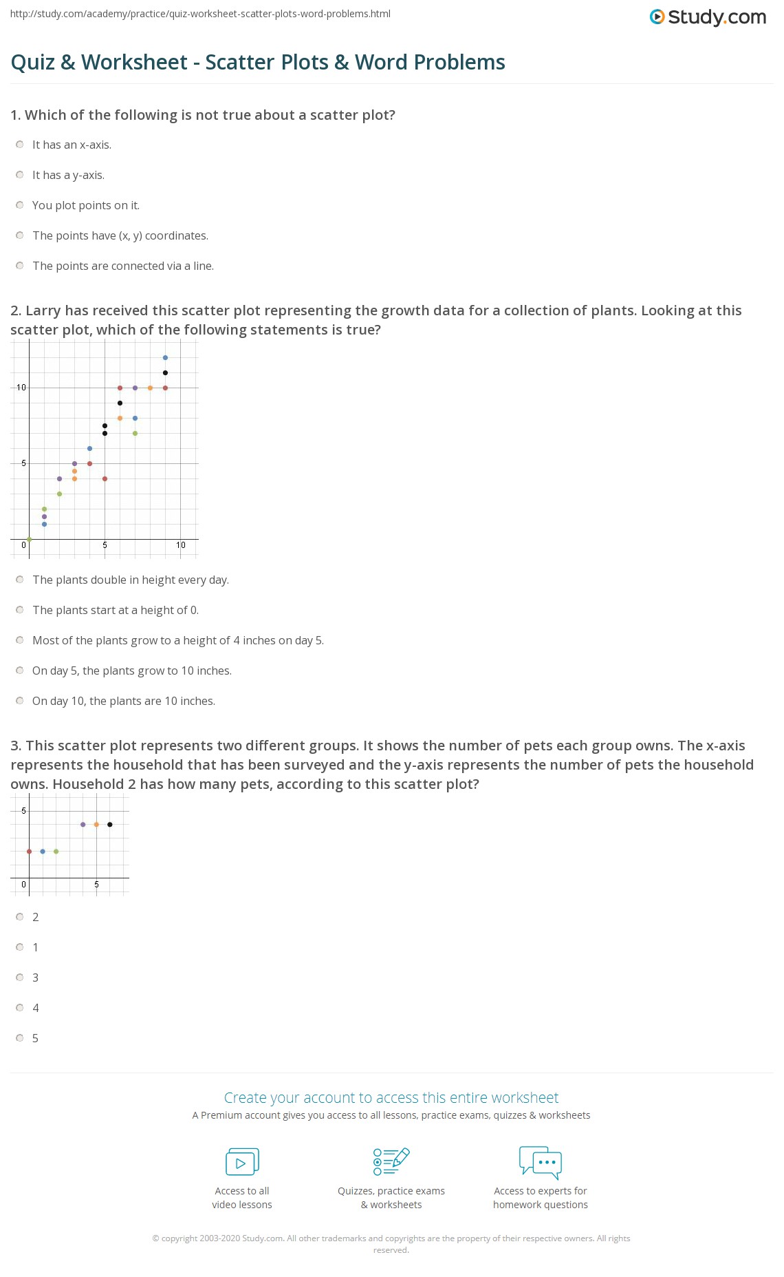 Scatter Plots Revision Quiz 1 Portal