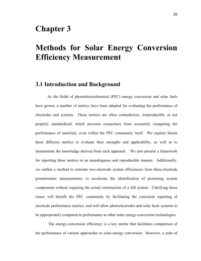 Solar Energy Conversion Efficiency
