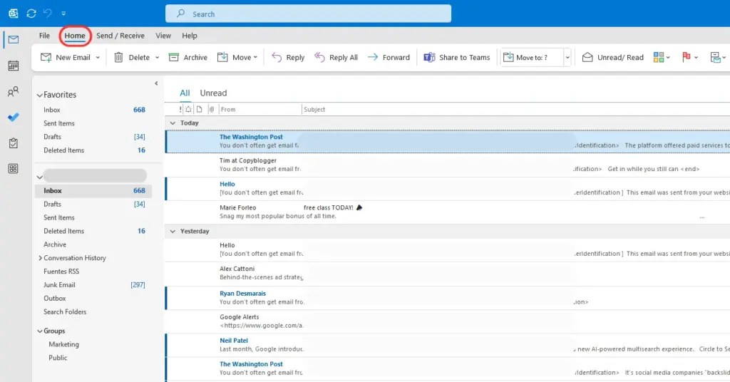 Read Unread Messages Inbox