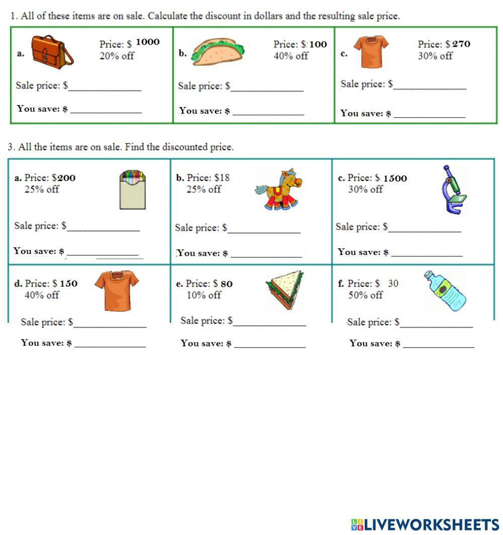 Markup And Discount Problems Lesson Plans Worksheets Worksheets Library