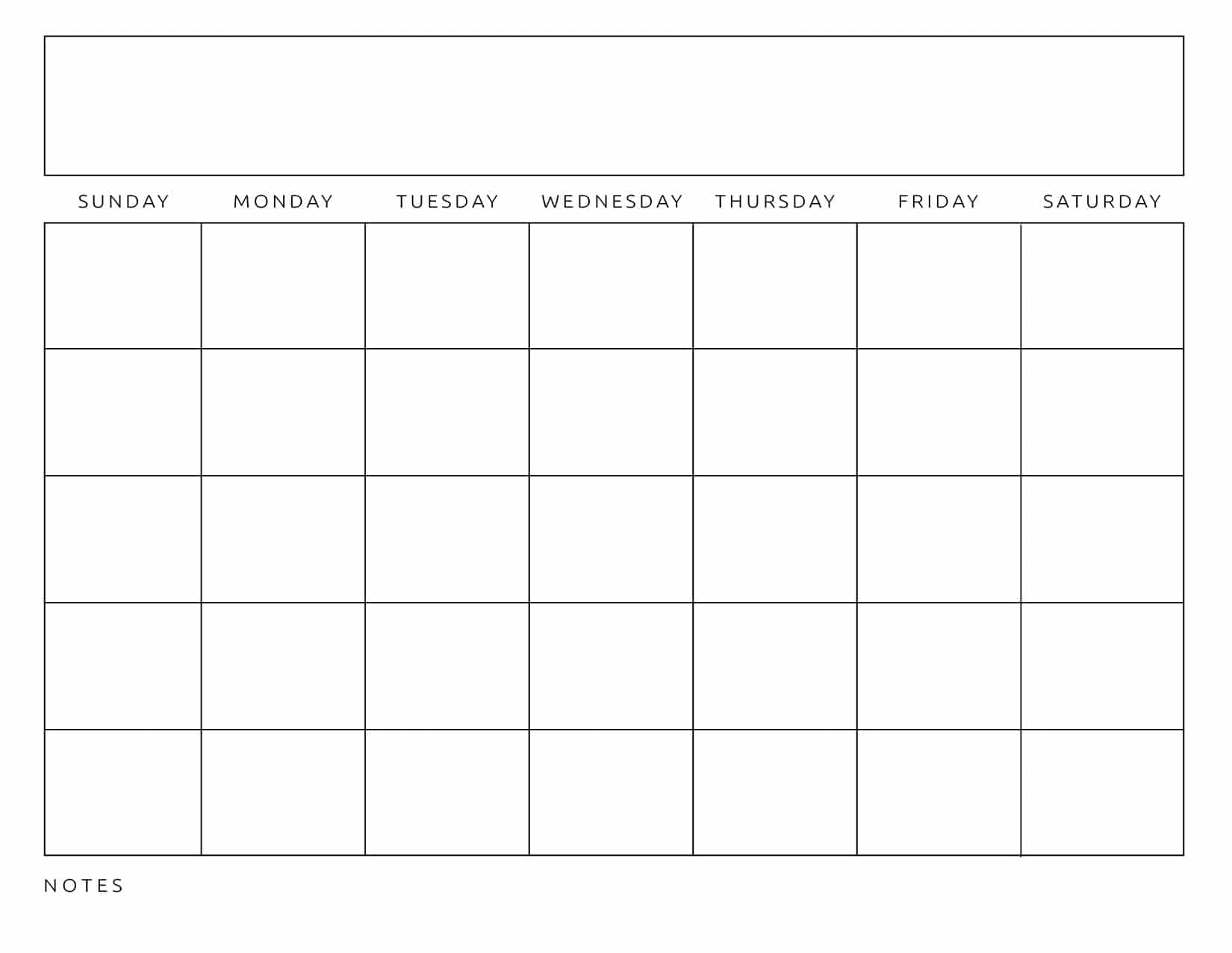 Printable Blank Calendar Page