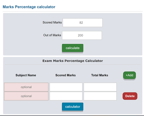 Marks Calculator Home