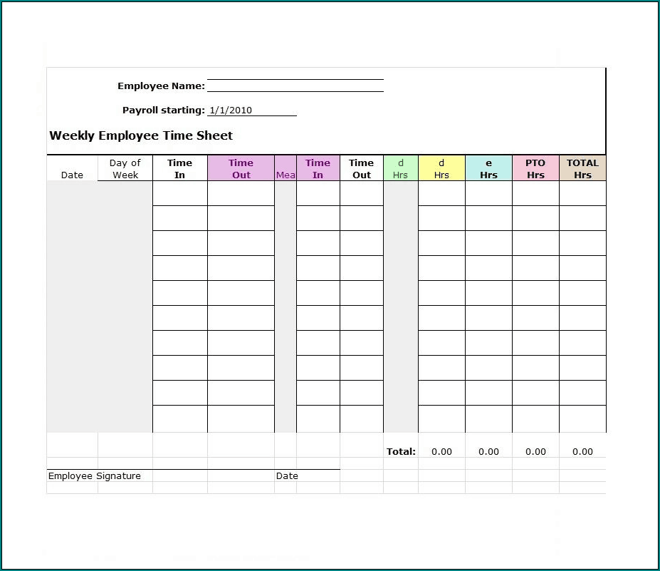 Timesheet Template Free Download
