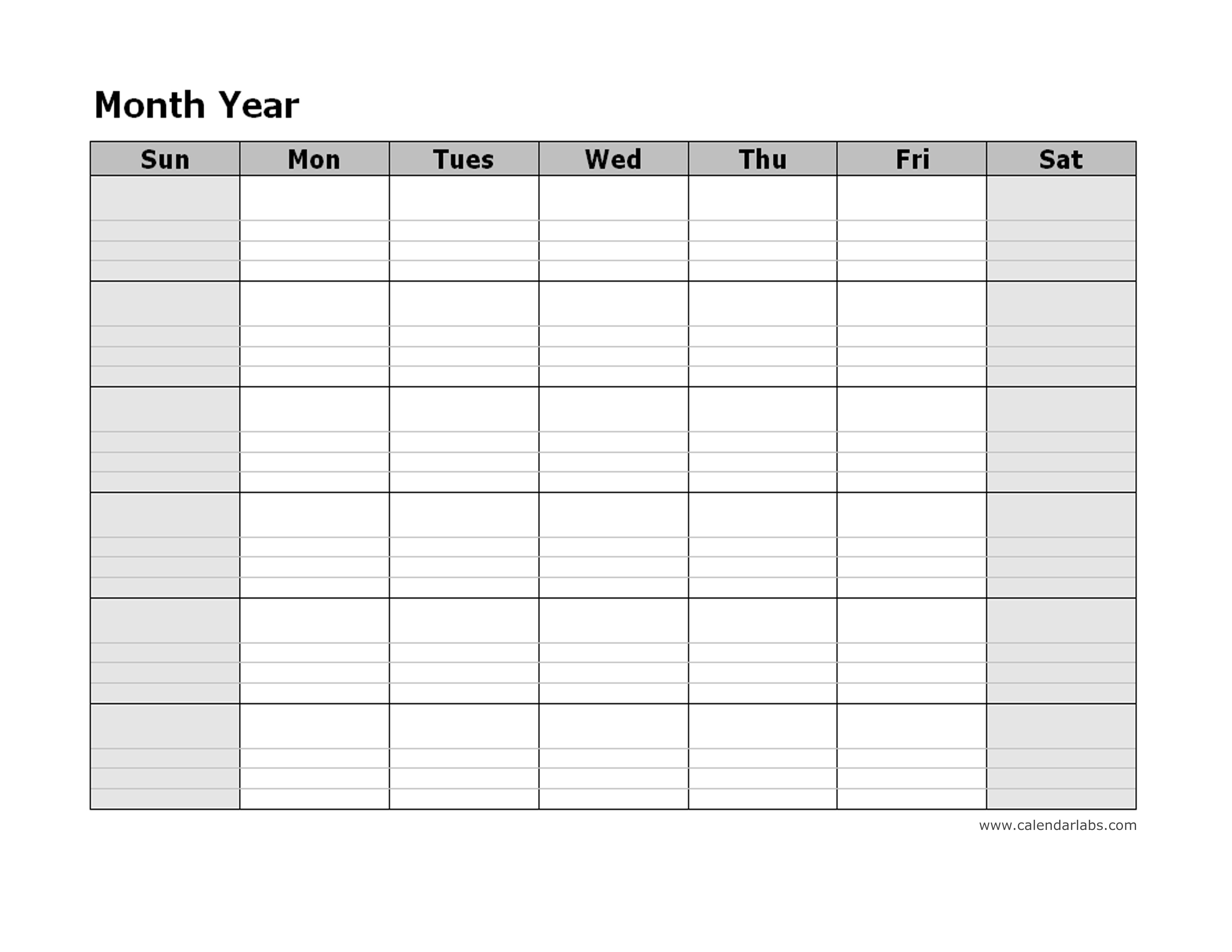 Blank Monthly Calendar