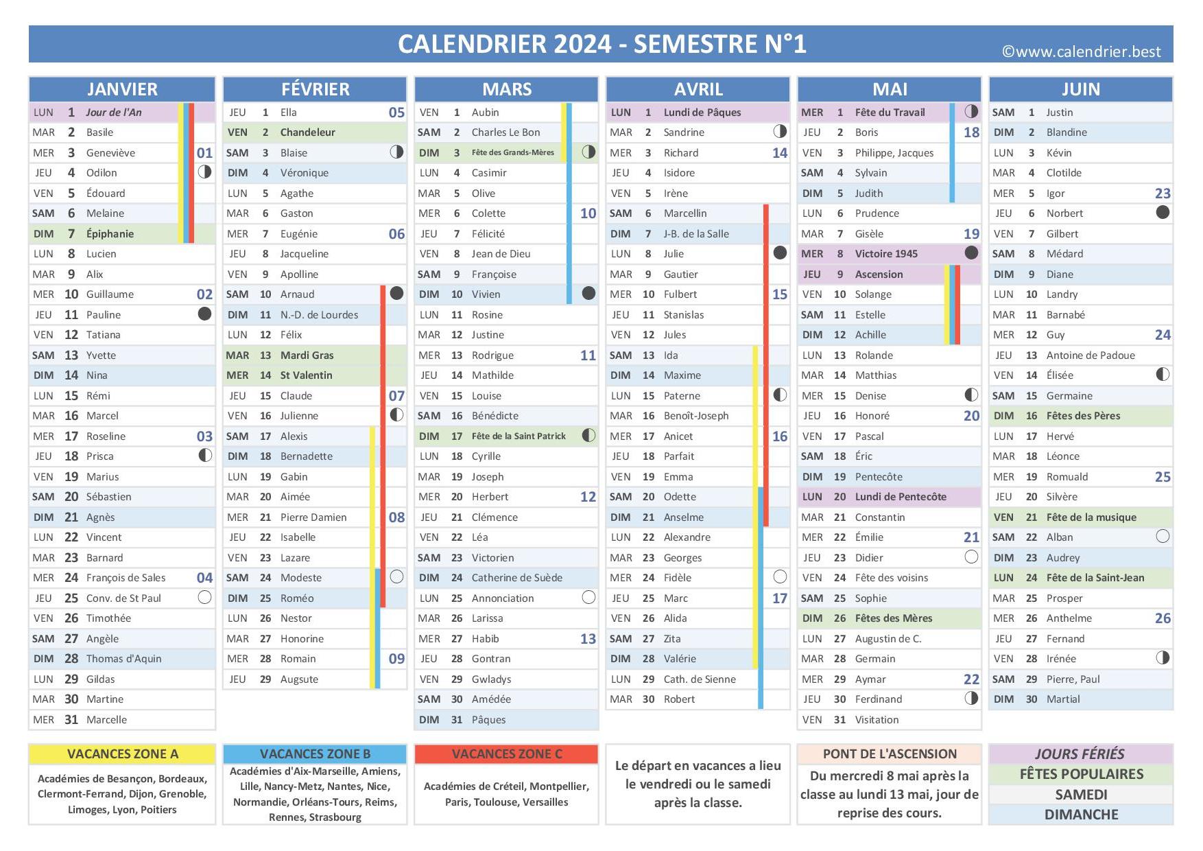 Calendrier 2020 A Imprimer Jours Feries Vacances Numeros Pour
