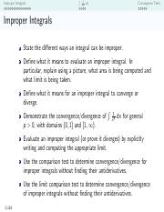 Improper Integrals7 8 Part 1 Improper Integrals 1013 21 Imoflx O A