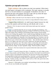 Opinion Paragraph Structure
