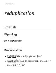 Reduplication Reduplication Morphological Process Whereby A Root Or A