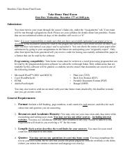 Take Home Final Exam Meaning