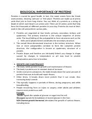 Biological Importance Of Proteins Biological Importance Of Proteins