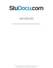 Elec273 Lab1 Lab Report 1 For Elec 273 Abstract The Objective Of