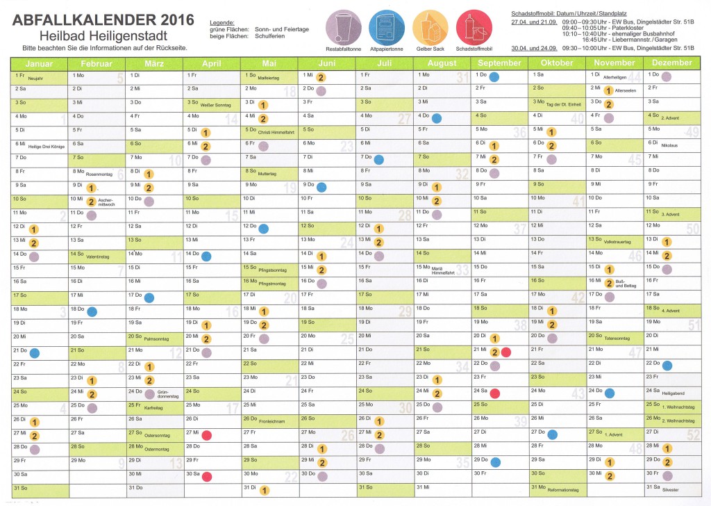 Der Letzte Schrei Stadtischer Abfallkalender