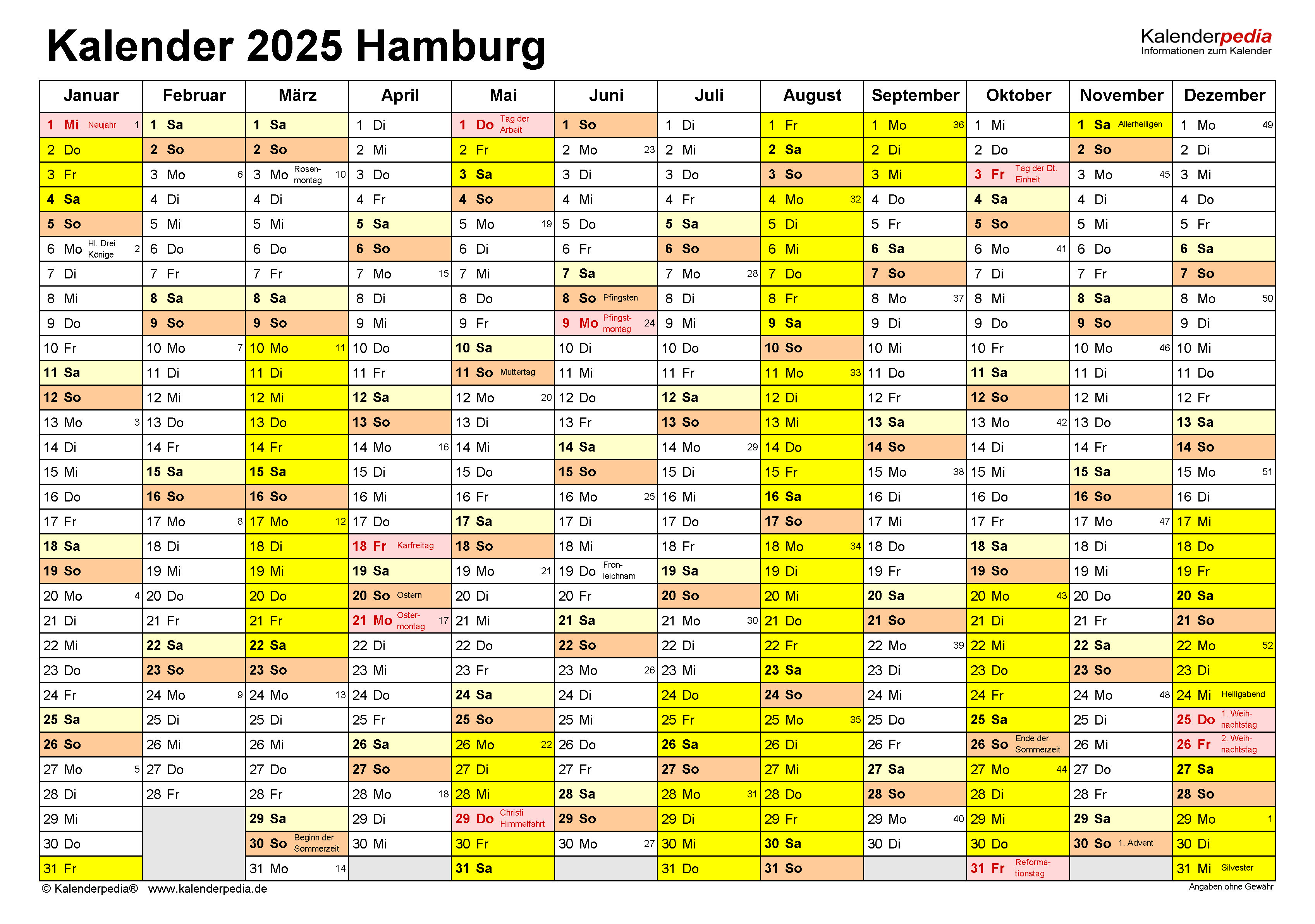 Kalender Hamburg 2024 Feiertage Ferien
