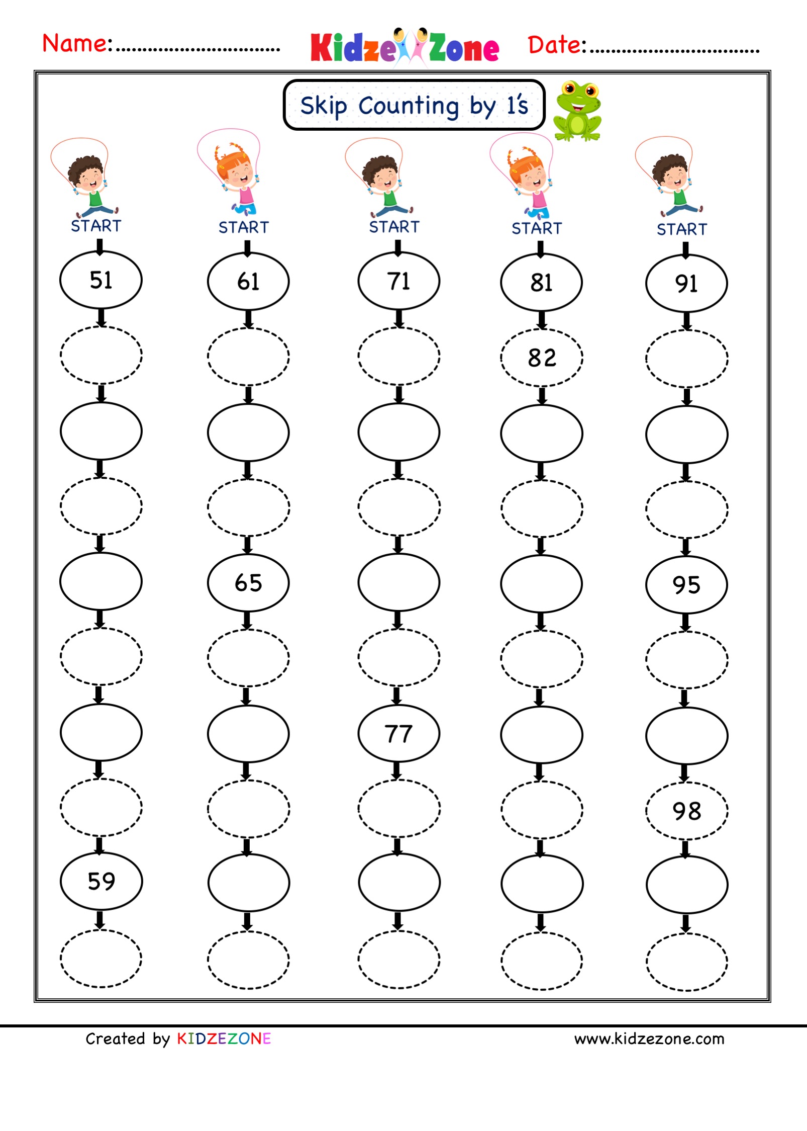Counting Numbers For Kids 1 To 20 Worksheets