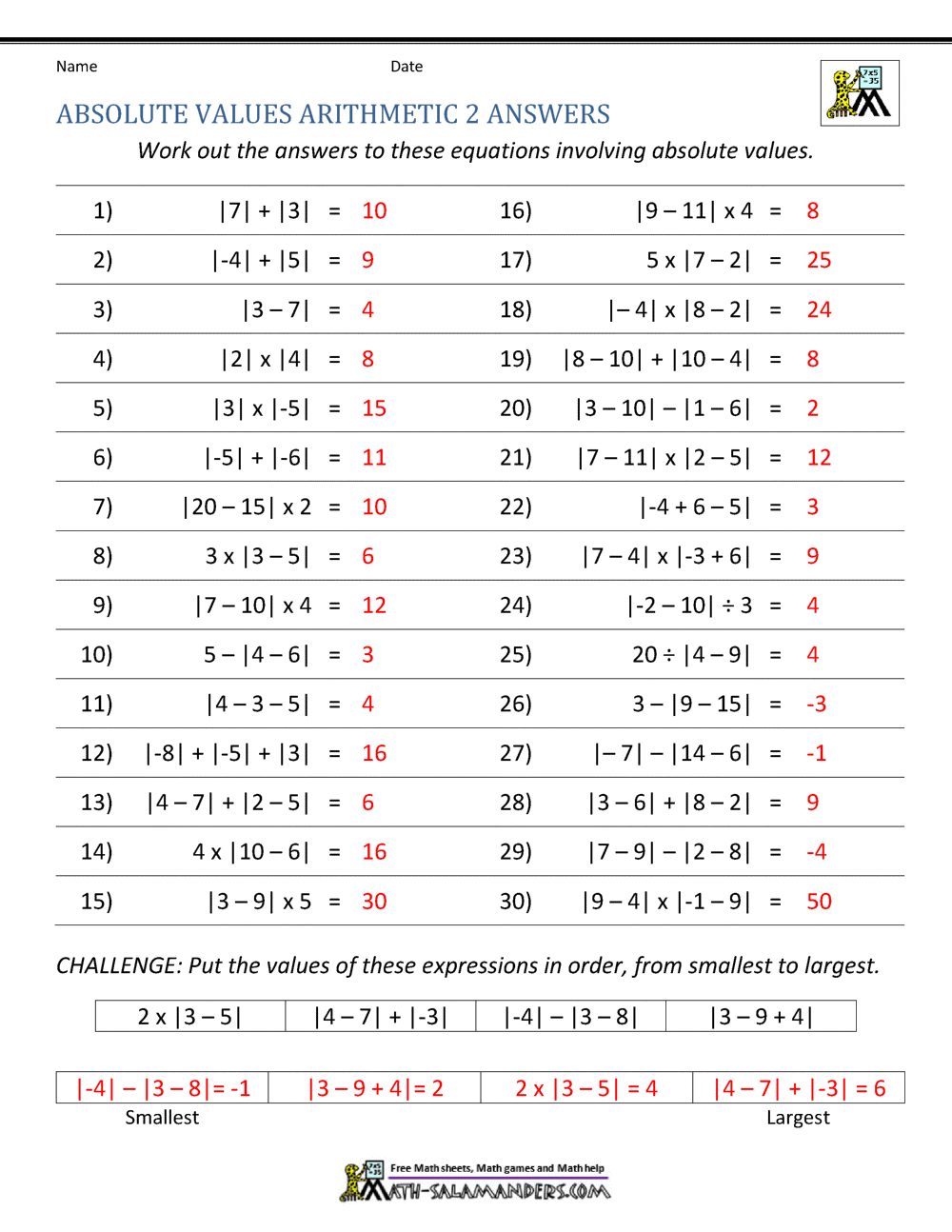 Solving Absolute Value Equations Worksheet And Answers 