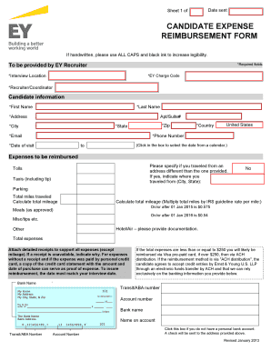Fillable Online Candidate Interview Form For Expense Reimbursement Fax