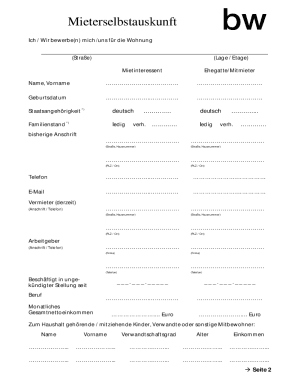 Mieterselbstauskunft Wehrhahn Immobilien