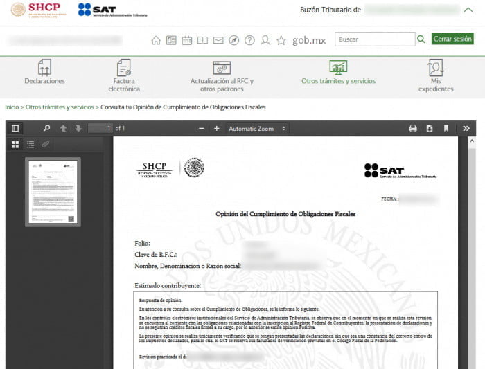 Opinion De Cumplimiento Sat Feb 2023 Pdf Privacidad De La