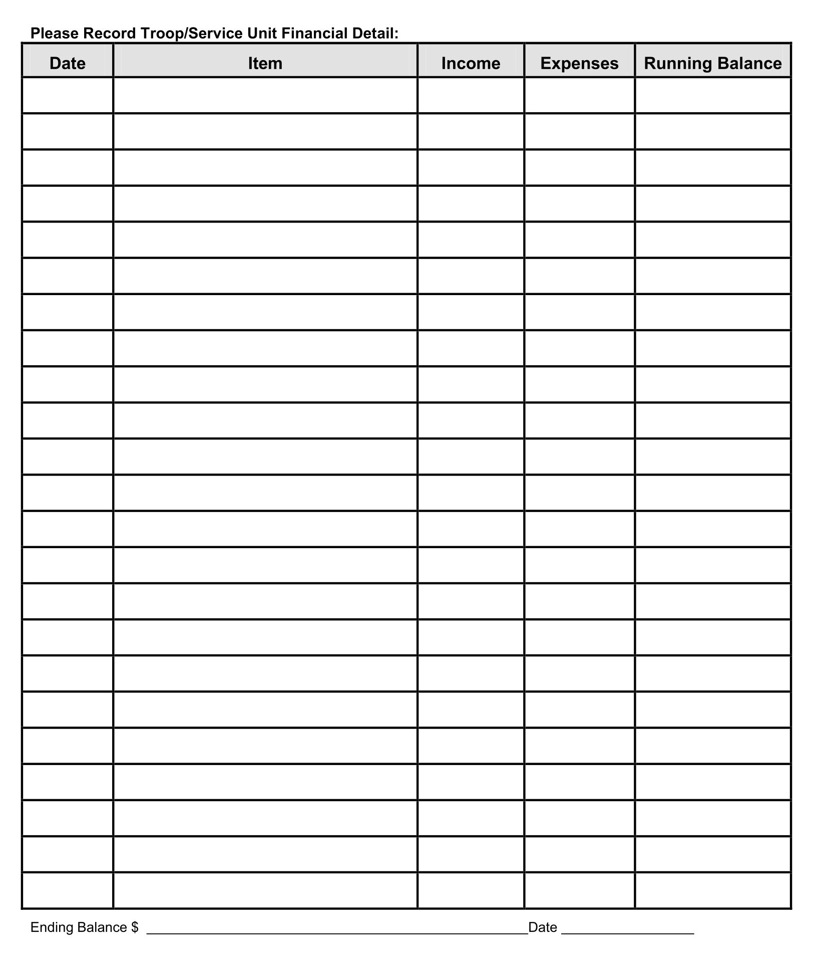 Blank Spreadsheet Printable Free