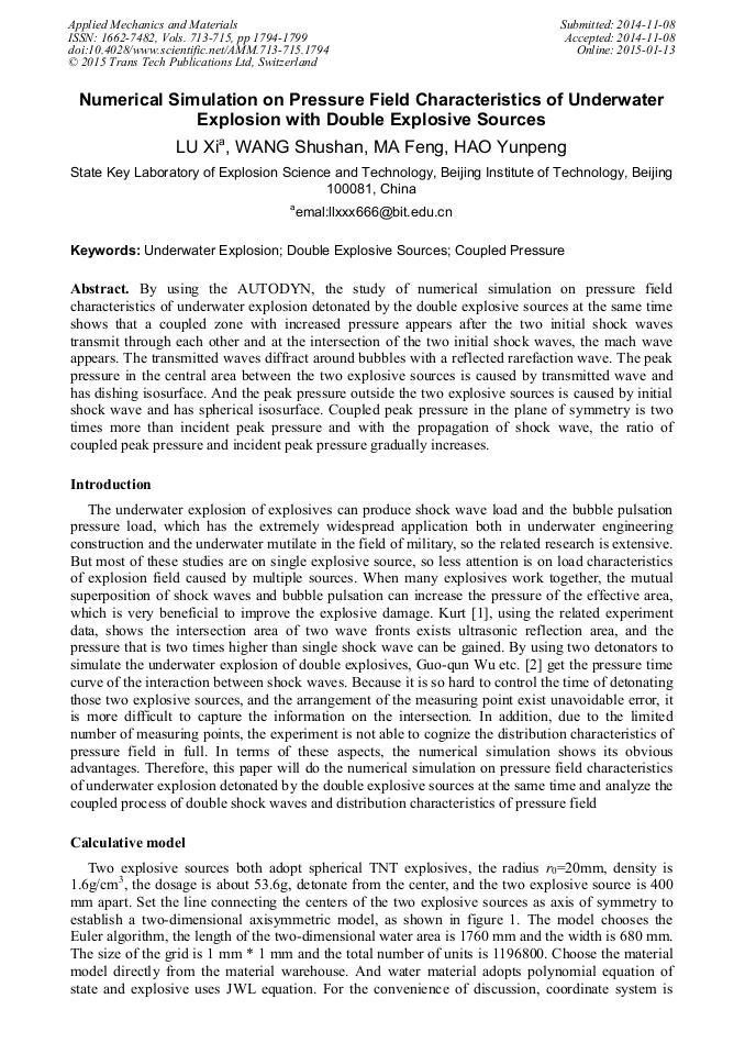 Numerical Simulation Of Explosive Forming Pdf Waves Shock Wave