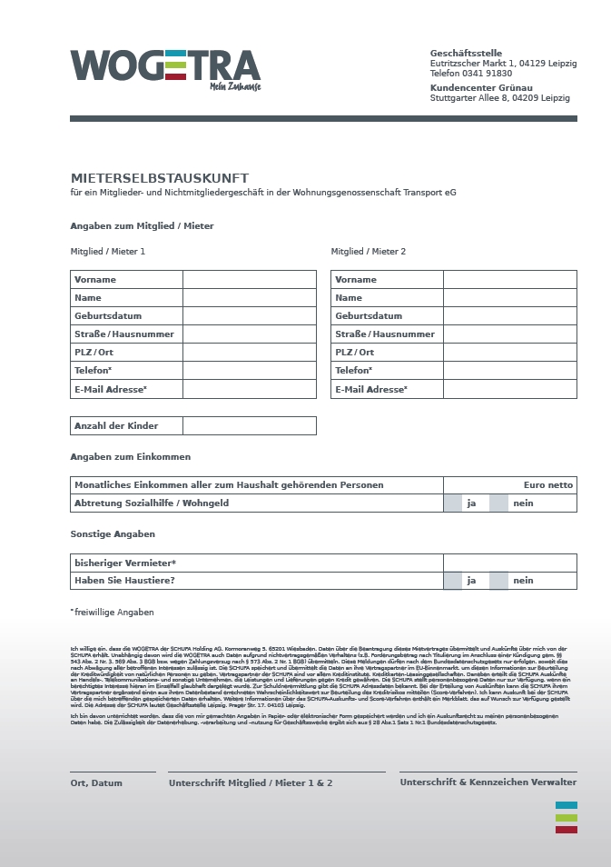 Mieterselbstauskunft Zum Ausdrucken