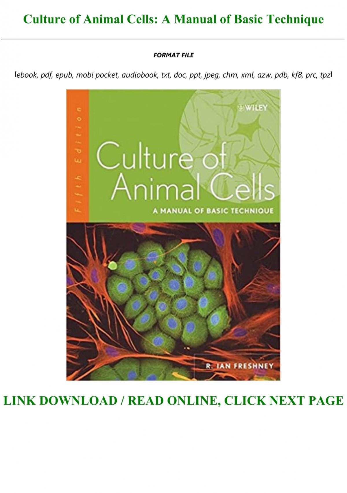Purifying And Culturing Neural Cells A Laboratory Manual Pdf By Noel